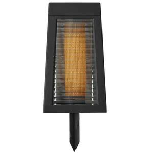 Solar 6 Lumens Matte Black Outdoor Integrated LED Flicker Flame Lantern Path Light; Weather/Water/Rust Resistant
