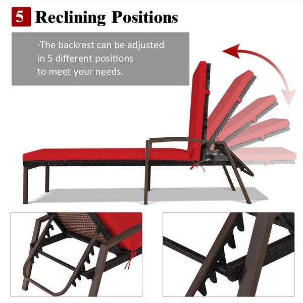 Gymax Adjustable Patio Rattan Chaise Recliner Lounge Chair With Red Cushion 2 Piece Gym05699 The Home Depot - Gymax Adjustable Pool Chaise Lounge Chair Gymax Adjustable Patio Rattan Chaise Recliner Lounge Chair With Red Cushion 2 Piece Gym05699 The Home Depot - Gymax Adjustable Pool Chaise Lounge Chair
