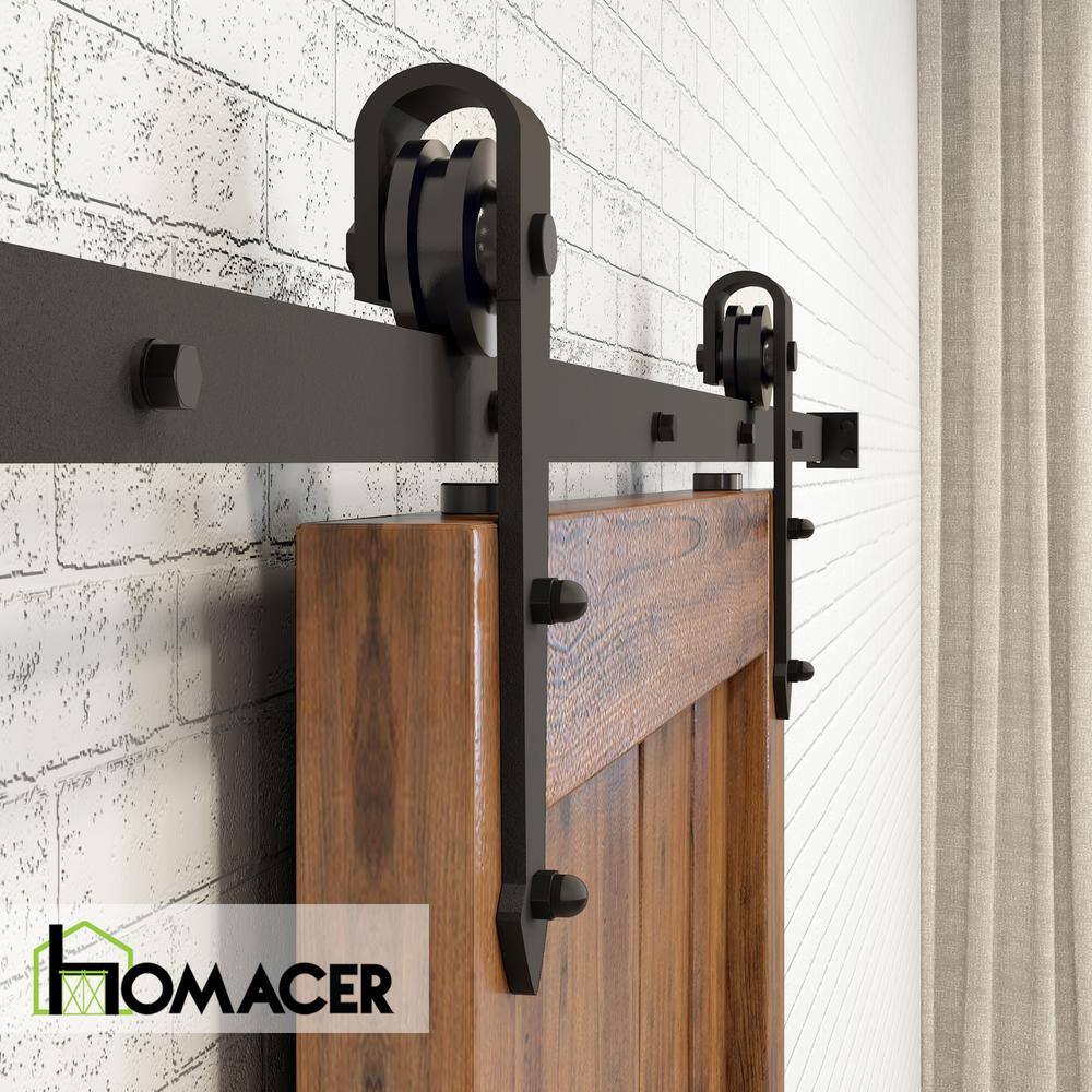 Black Rustic Sliding Barn Door Hardware Kit with Arrow Design Roller
