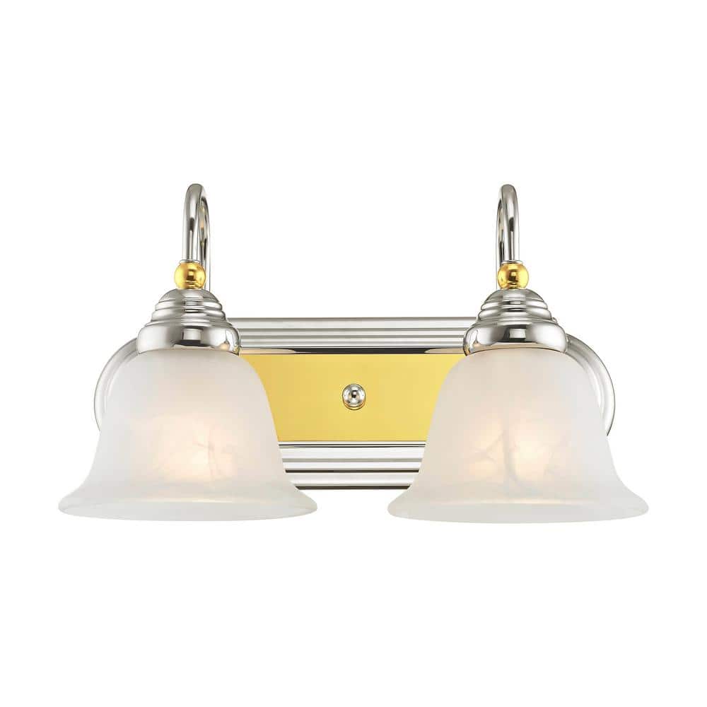 Belmont 2-Light Polished Chrome and Brass Vanity Fixture