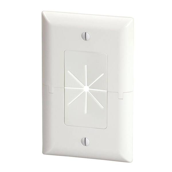 thumbnail image 2 of 2-Pack Single Gang Brush Wall Plates With Mounting Brackets - White Cable Management For HDMI, Ethernet & Audio Wires 2 of 11