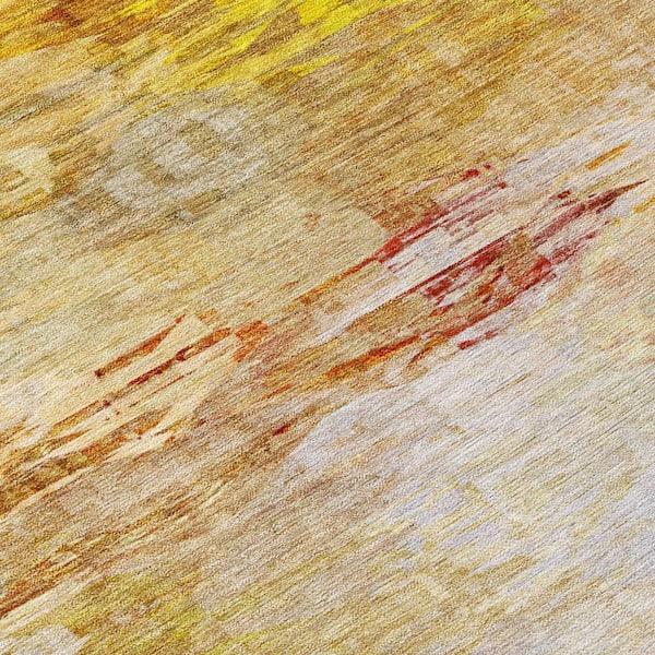 Orange, Copper, Terra Cotta 8 ft.  RoundWoven Abstract Polyester Round Indoor / Outdoor Area Rug