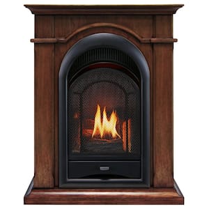 ProCom Ventless Gas Fireplace , Dual Fuel, Vent Free, Mantel Included - Toasted Almond Finish - 15,000 BTU