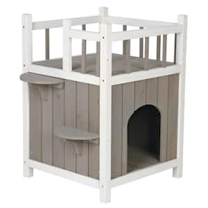 17.5 in. L x 17.5 in. W x 25.5 in. H Wooden Pet Home with Balcony