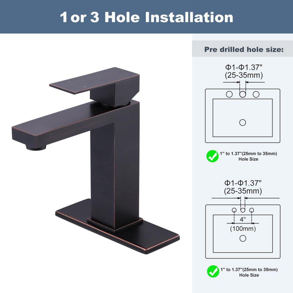 Oil Rubbed Bronze Single Handle Bathroom Faucet with Deck Plate