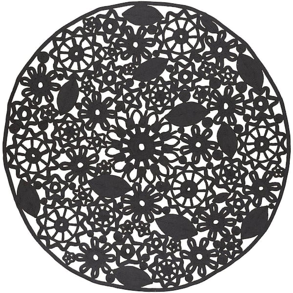 Artistic Weavers Cleome Black 8 ft. x 8 ft. Round Indoor/Outdoor Area Rug