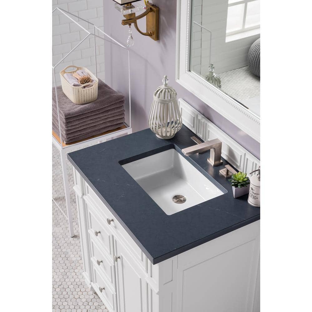 Bright White Solid Wood Single Bathroom Vanity Base