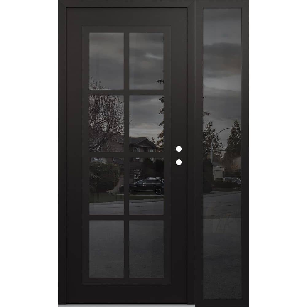 C16 50 in. x 80 in. Black P Left-Hand/Inswing Mirrored Glass Black/Black Sidelite Steel Prehung Front Door price history on PriceWatchPro