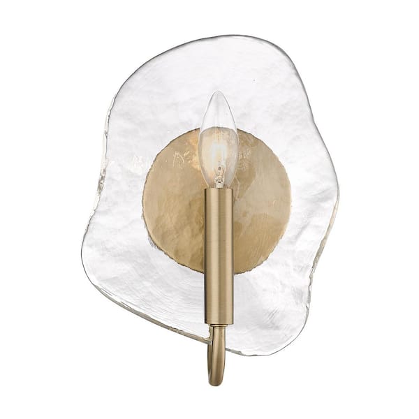 Samara 1-Light Modern Brass and Hammered Water Glass Wall Sconce