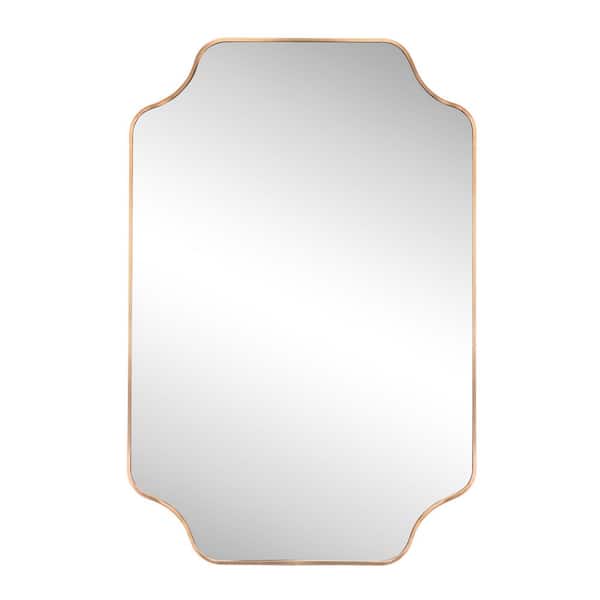 Alora 24 in. W x 36 in. H Medium Scalloped Rectangular Metal Framed Wall Mounted Mirror, Gold