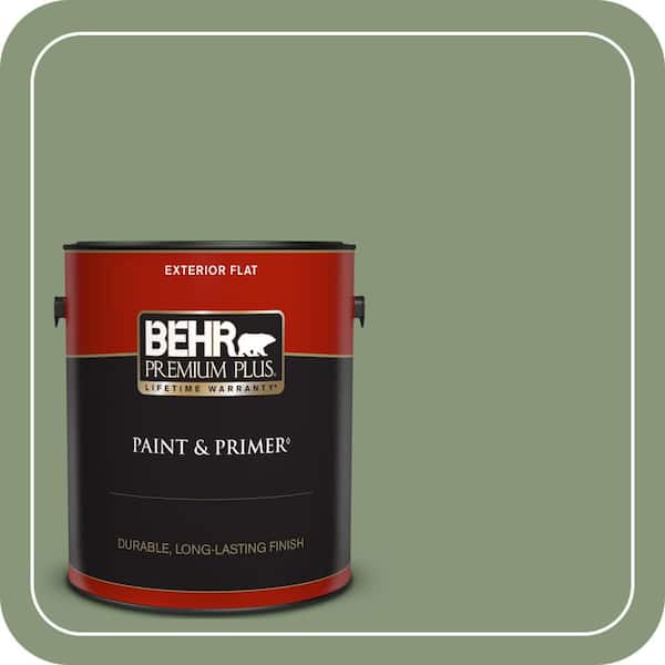 BEHR PREMIUM PLUS 1 gal. #S390-5 Laurel Tree Flat Exterior Paint & Primer