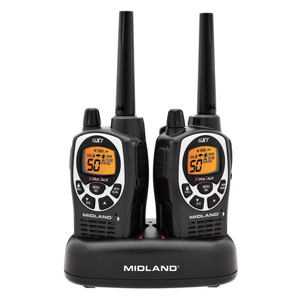 Midland 36 Mil Range Rechargeable 2-Way Radio Pair - Black with Charger