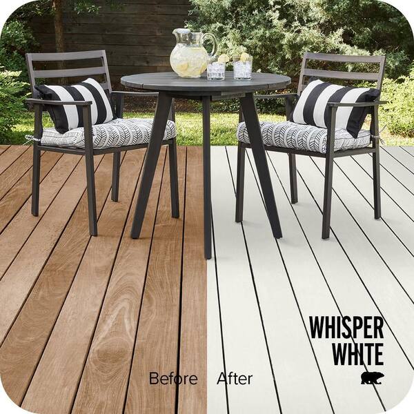 1 gal. #HDC-MD-08 Whisper White Solid Color Waterproofing Exterior Wood Stain and Sealer