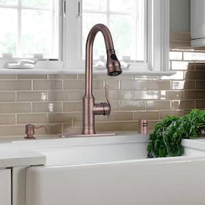 Single Handle Pull-Down Sprayer Kitchen Faucet in Antique Bronze