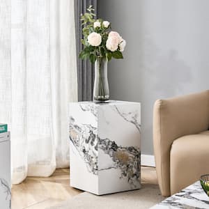 11.81 in. Square Modular Compact Wood Table Coffee Table Accent Sofa End Side Table Nightstand in White