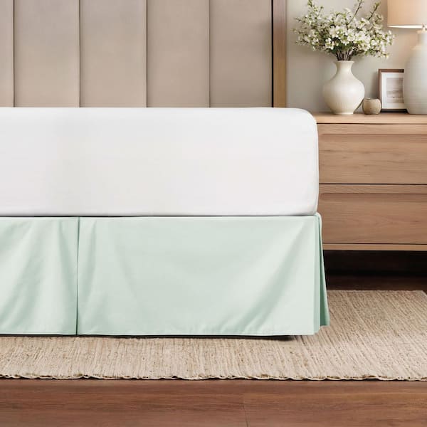 Becky Cameron 14 in. Aqua Solid Twin Bed Skirt