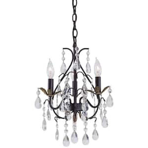 3-Light Castlewood Walnut Mini Chandelier