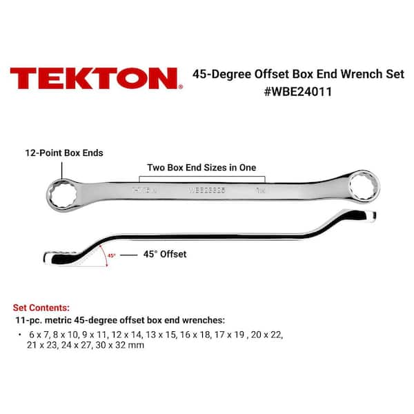 45-Degree Offset Box End Wrench Set, 11-Piece (6-32 mm)