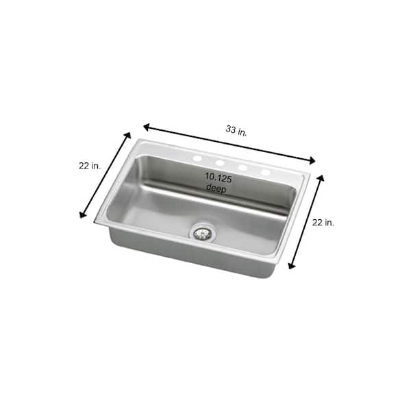 Lustertone 33 in. Drop-in Single Bowl 18-Gauge Stainless Steel Kitchen Sink Only