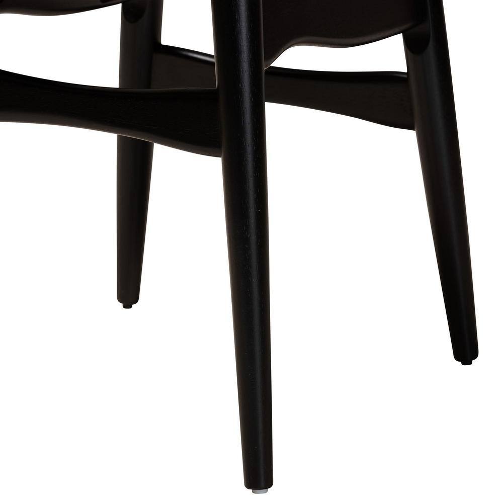 Tarana Cream Fabric and Black Wood 2-Piece Dining Chair Set