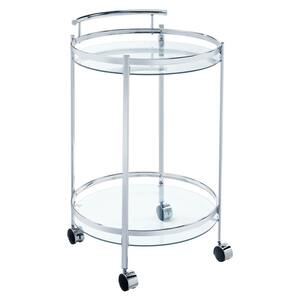 Chrissy Chrome Round Glass Bar Cart with Wheels