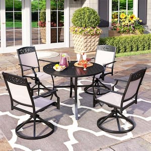 GEROJO 5-Piece Black Cast Aluminum Patio Furniture with Cushions In Random  Colors - ShopStyle Outdoor Dining Collections