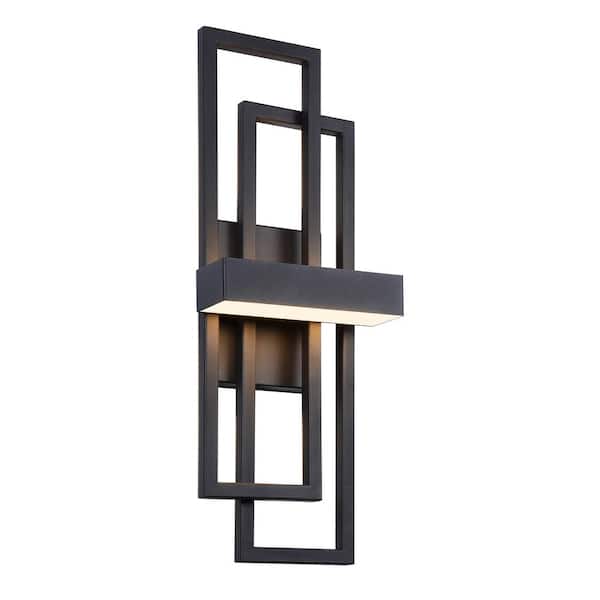 Lucky Monet 1-Light Matte Black LED Wall Sconce with Geometric Metal Frame