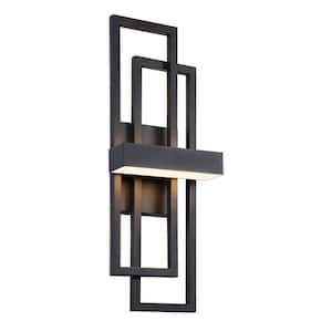 1-Light Matte Black LED Wall Sconce with Geometric Metal Frame