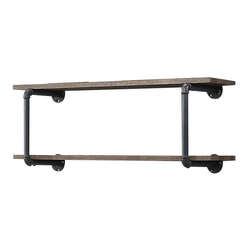 Beautiful 39.5 in. W x 11.5 in. D Brown Wood Decorative Wall Shelf with 2 T