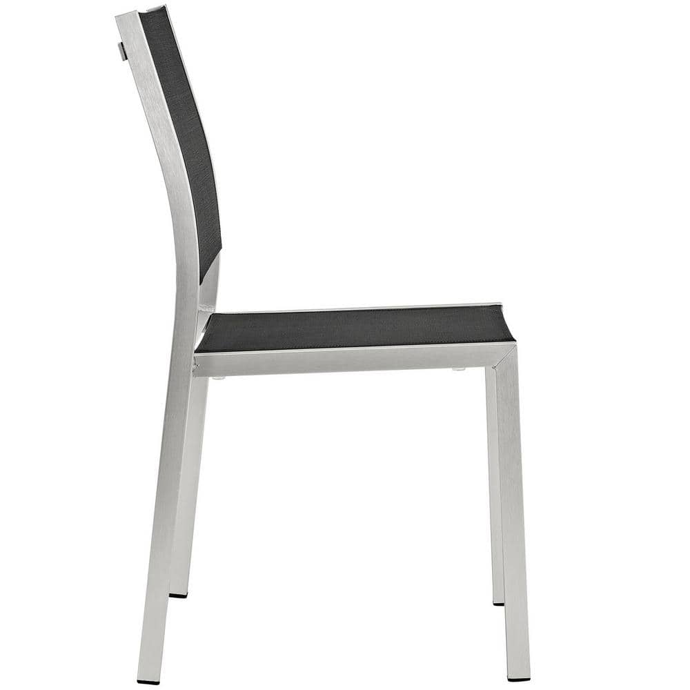 Shoreline Silver Black Modern Outdoor Patio Dining Chair