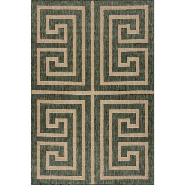 Zirelle Contemporary Green 5 ft. x 8 ft. Outdoor Area Rug