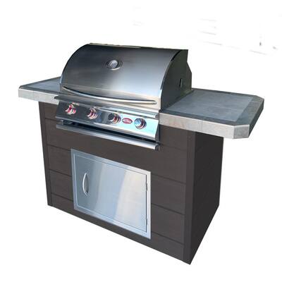 Cal Flame P4 31.5 in. 4-Burner Built-In LP Stainless Steel Grill with ...