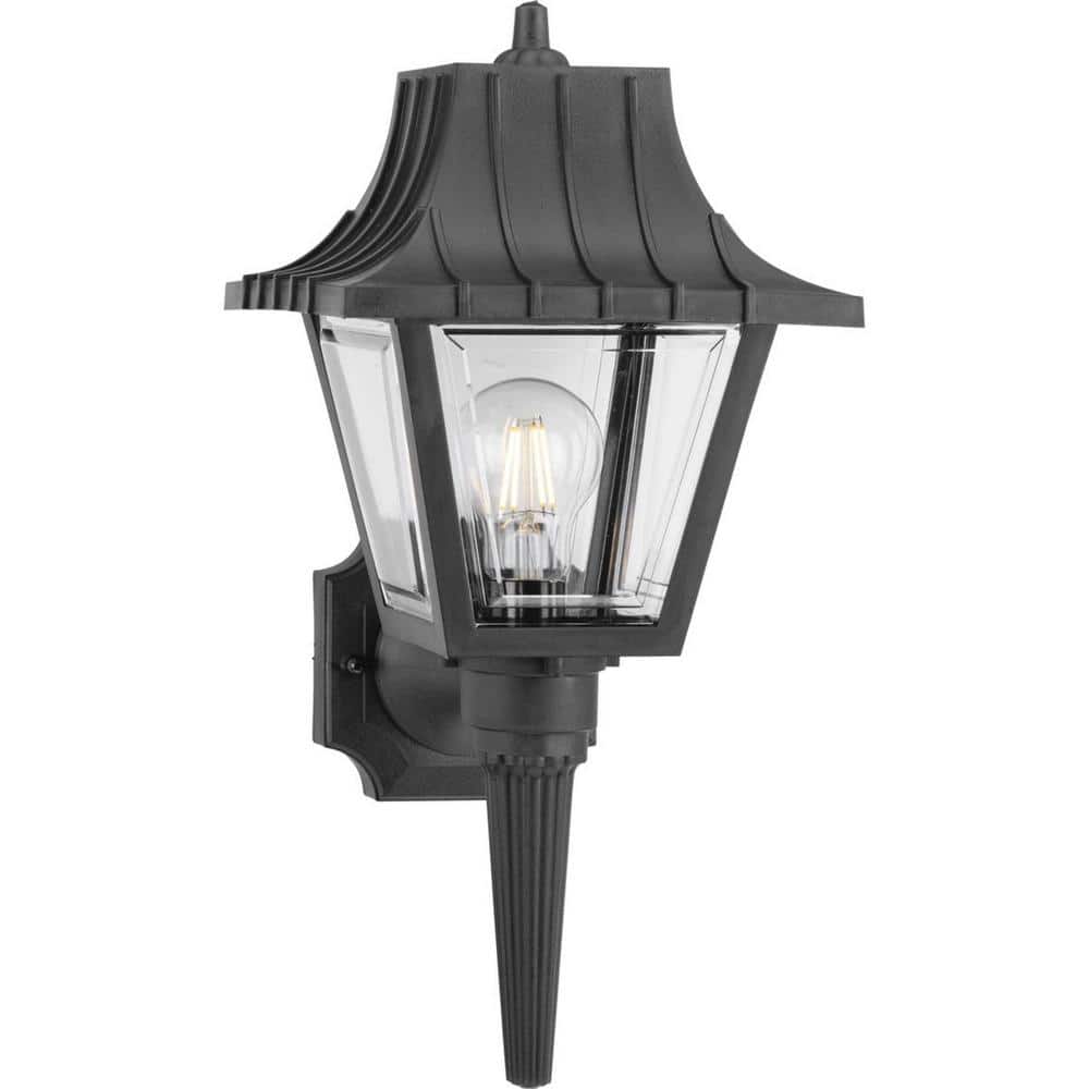 Black 17-Inch Outdoor Wall Lantern with Clear Acrylic Panels