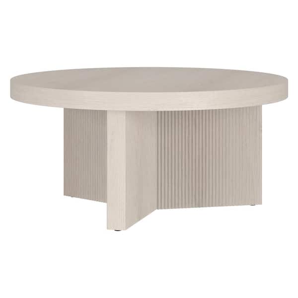 Meyer&Cross Holm 32 in. Alder White Round MDF Top Coffee Table