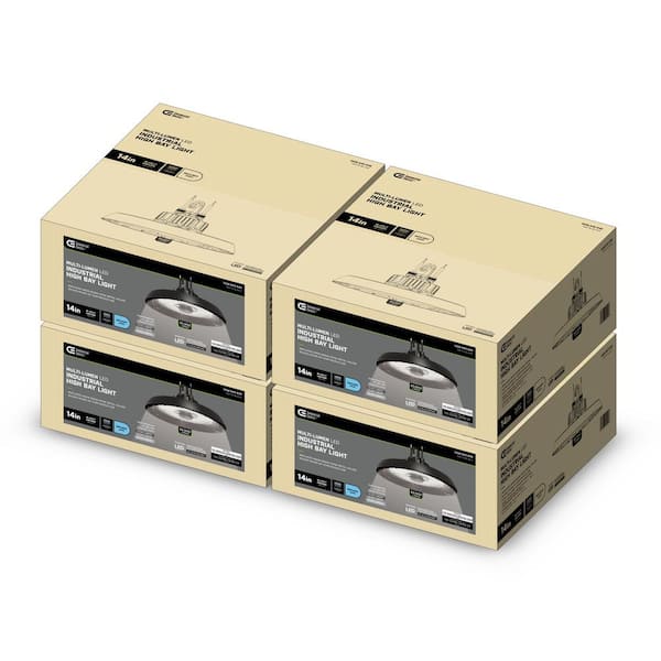 14 in. Black Integrated LED Dimmable High Bay Light at 30000 Lumens, 5000K Daylight (4-Pack)