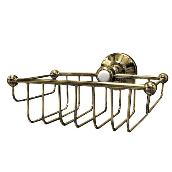 Wall Mounted Brass Soap Dish Basket Storage Hanger Shelf Chrome Bathroom Holder 