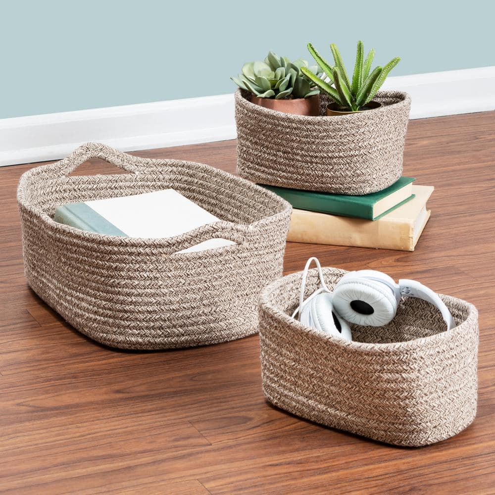 Champagne Wicker Rectangular Nesting Storage Basket Set
