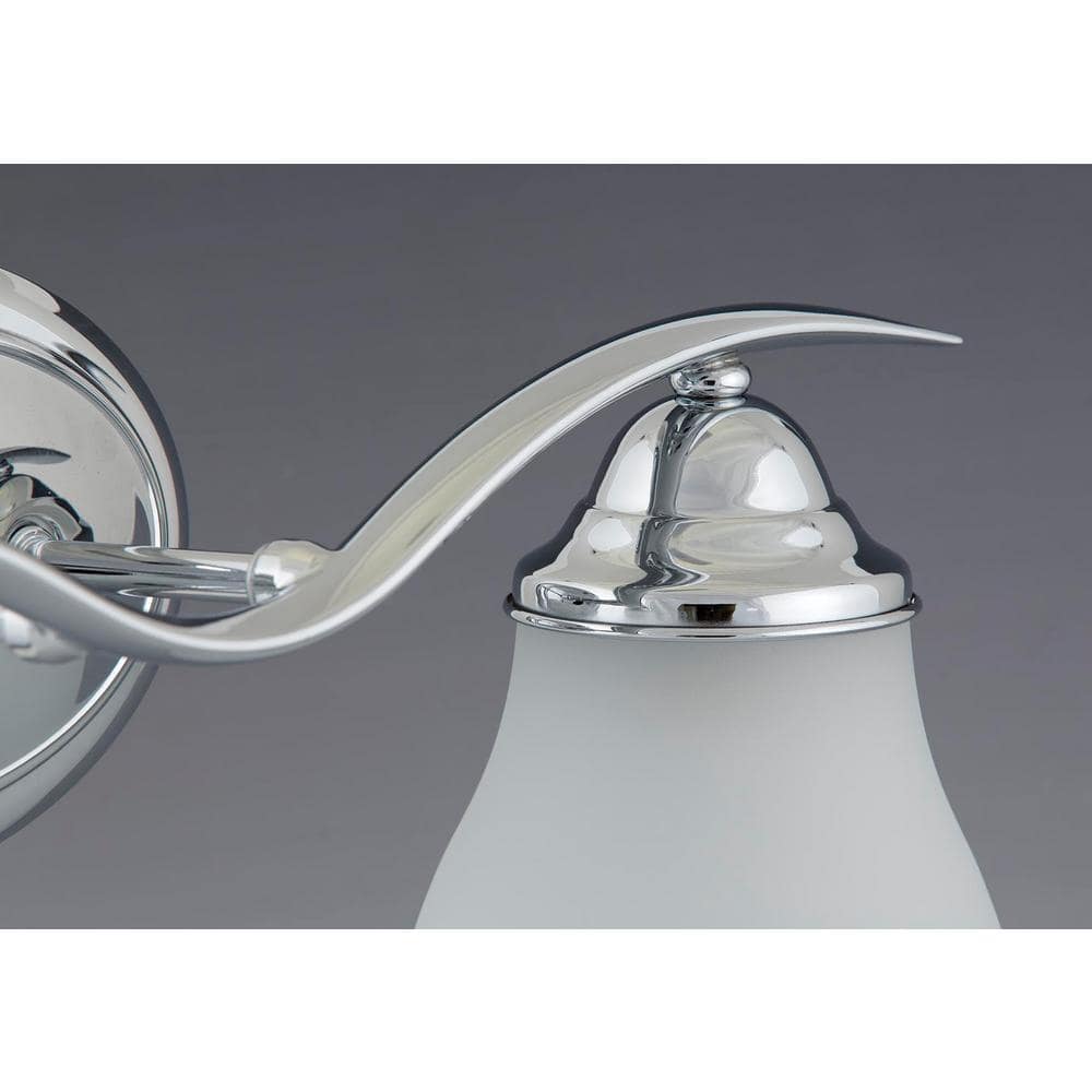 Polished Chrome 2-Light Bath Fixture with Etched Glass Shades