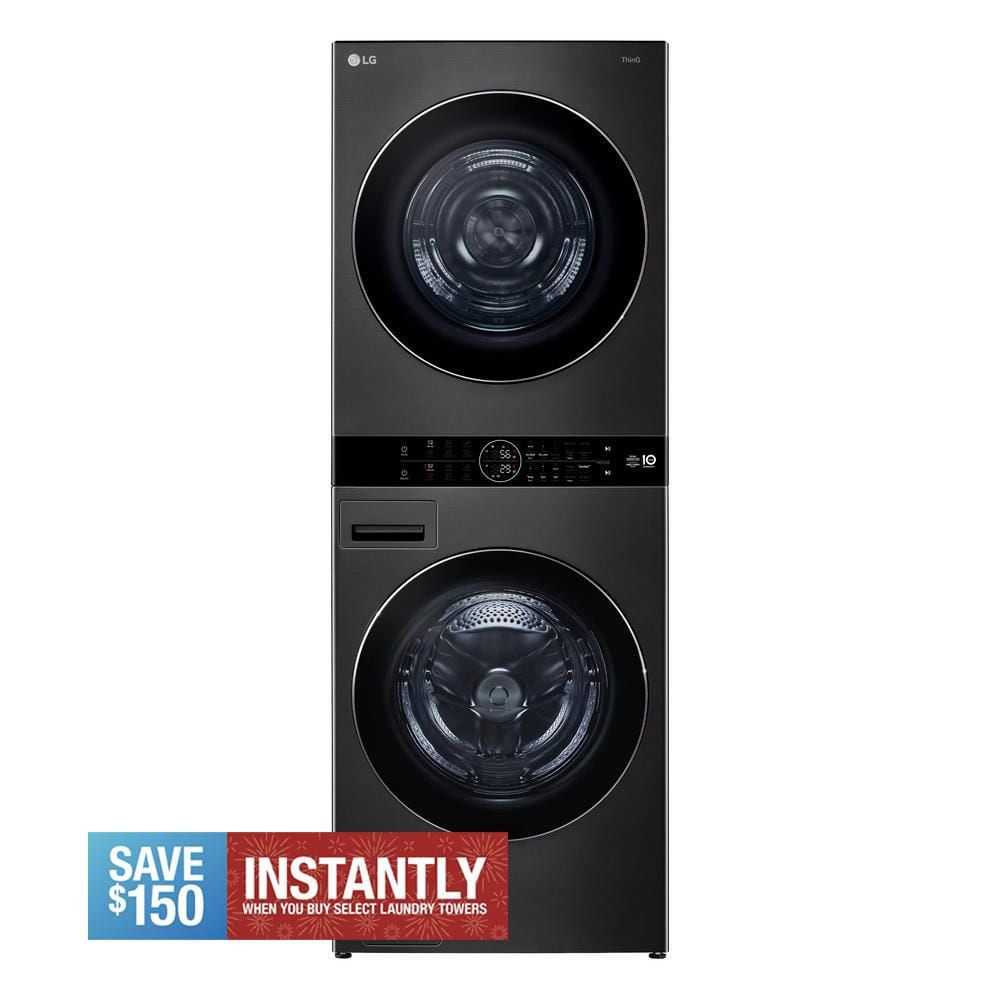 5.0 cu. ft. Washer 7.8 cu. ft. Dual Inverter Heat Pump Ventless Dryer Electric Laundry Center in Black Steel