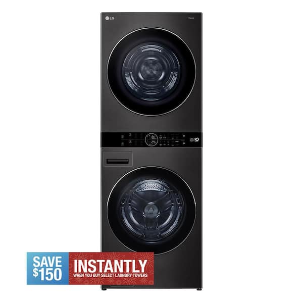 5.0 cu. ft. Washer 7.8 cu. ft. Dual Inverter Heat Pump Ventless Dryer Electric Laundry Center in Black Steel