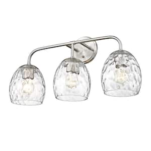 Gallos 24 in. 3-Light Brushed Nickel Vanity Light with Thumb Print Glass