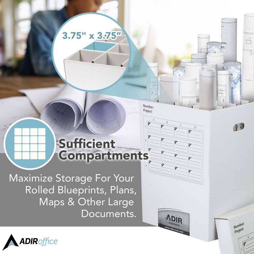 25 Inch White Corrugated Cardboard Roll File Storage Cabinet Set