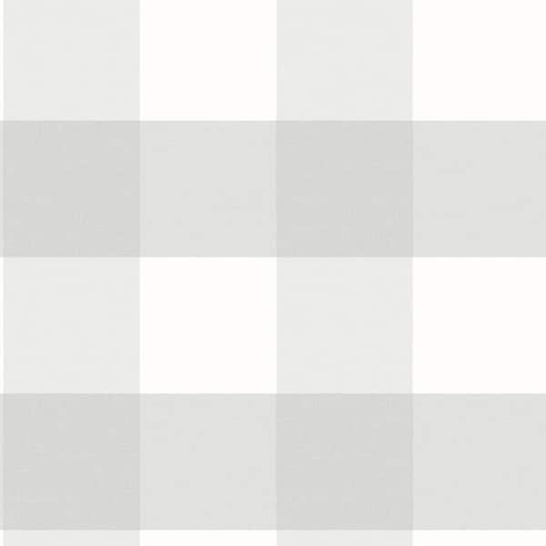 Chesapeake 8 in. x 10 in. Amos Light Grey Gingham Wallpaper Sample
