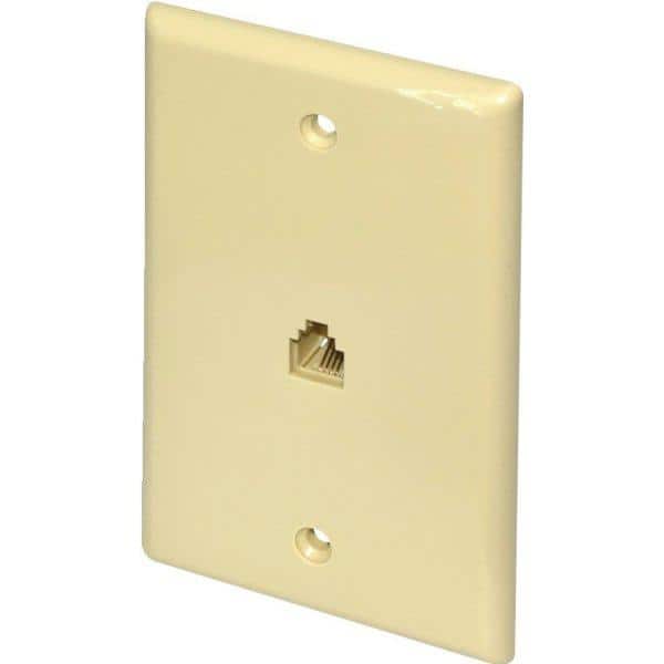 Newhouse Hardware Ivory 1-Gang Telephone Data Jack Wall Plate, 6P4C, for RJ11 telephone cables, Single Port (5-Pack)