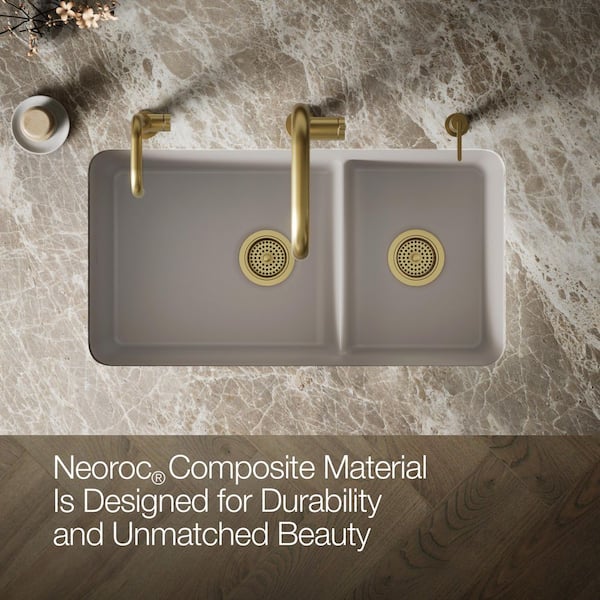 K&co.です₊⁎⁺˳✧༚ KOHLER Cairn Undermount Neoroc Granite Composite 33.5 in. Double