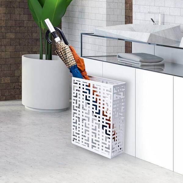 Square Metal White Freestanding Umbrella Stand with Compact Space