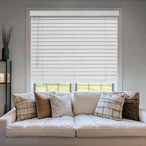 White Cordless Room Darkening Faux Wood Window Blinds with 2 in. Slats, 70.5 in. W x 72 in. L