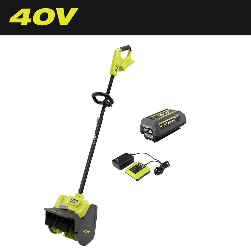 RYOBI 40V 12 in. Single-Stage Cordless Electric Snow Shovel with 4.0 Ah Battery and Charger