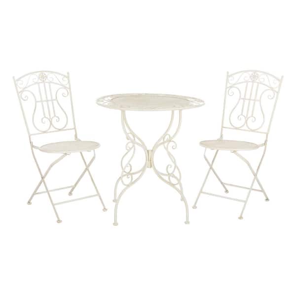 Semly Pearl White 3-Piece Metal Outdoor Bistro Set