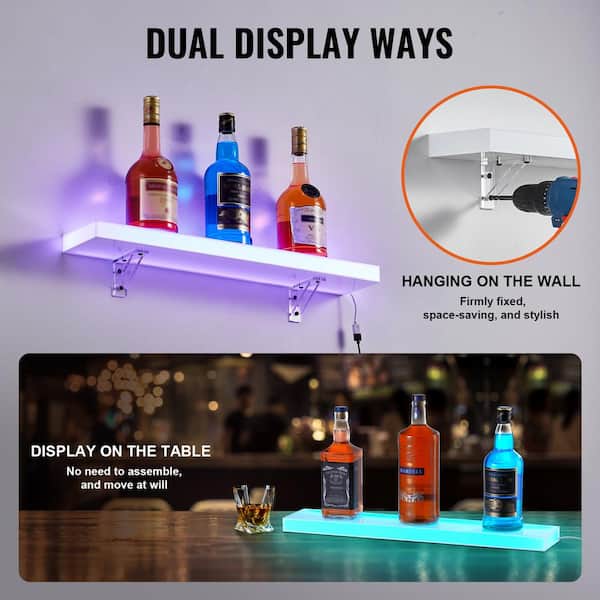 VEVOR LED Lighted Liquor Bottle Display, Tier 24 Wall